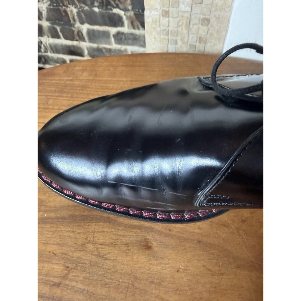 Tod's Platform Women's Black Contrast Welt Stitch Leather Laced Shoes Sz 41.5
